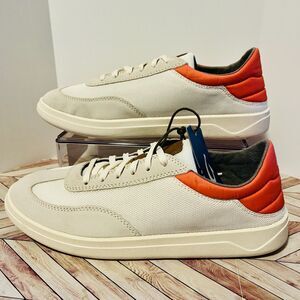 Olukai Punini Off-White Molten Orange Men’s 9 Sneakers Drop In Heel Suede Mesh
